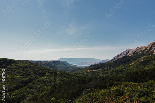 Nice mountain valley with village Baska. Island Krk, Croatia