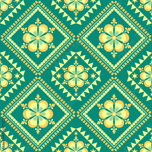 Geometric ethnic pattern seamless flower color. seamless pattern. Design for fabric,curtain,background,carpet,wallpaper,clothing,wrapping,Batik,mandalas,fabric,Vector illustration. pattern style.