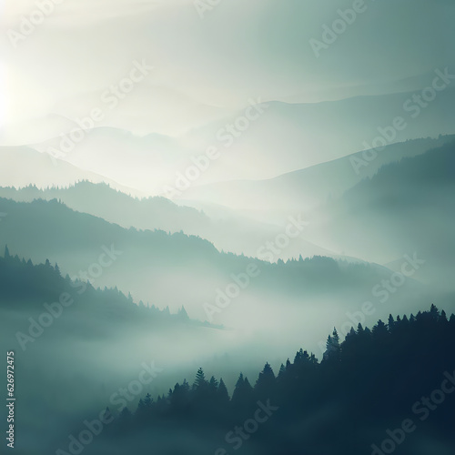 Empty misty mountains background  digital art