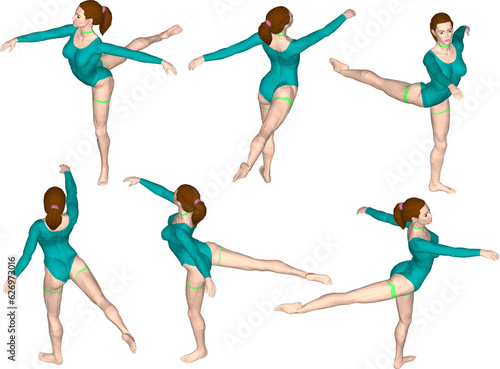 Vector sketch of a professional ballet dancer gymnast athlete performing at a competition