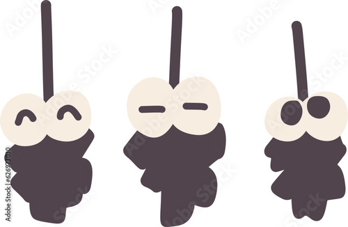 キャラクター風にデフォルメしたみのむしのイラストセット