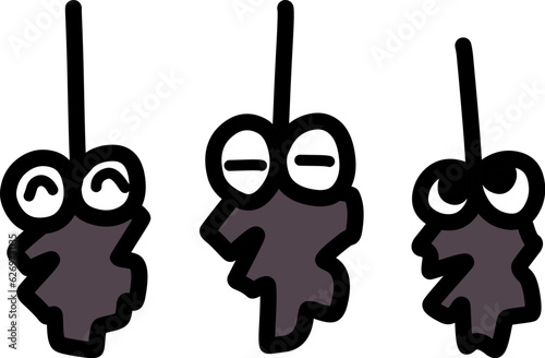 キャラクター風にデフォルメしたみのむしのイラストセット