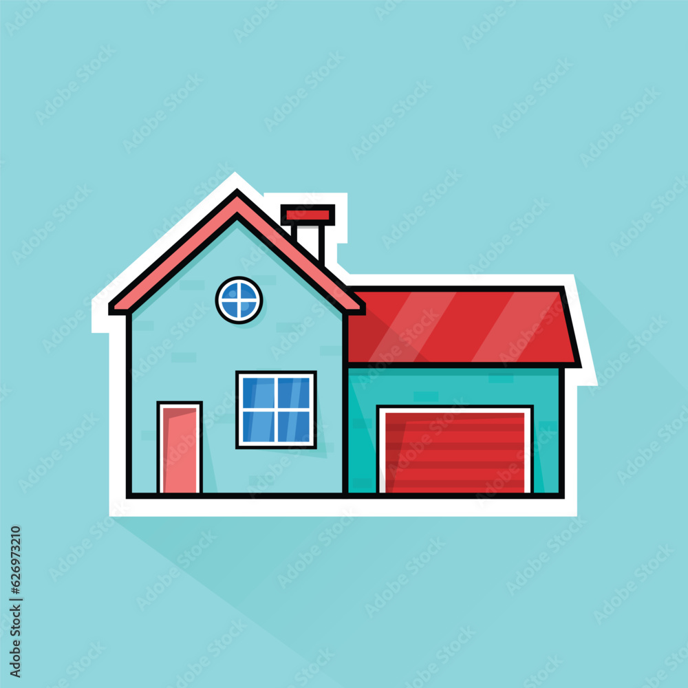 Illustration Vector of Green Suburban House 4 in Flat Design Illustration Vector of Green Suburban House 4 in Flat Design