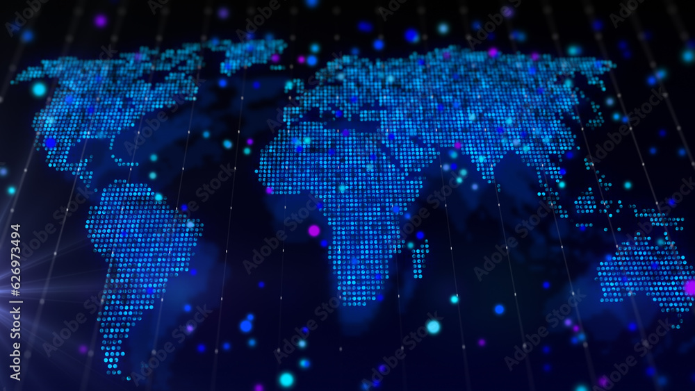 Obraz premium 3D rendering digital map of world