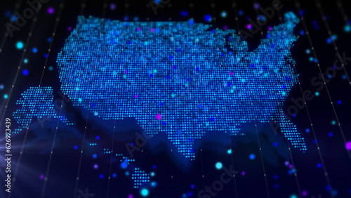 3D rendering digital map of USA
