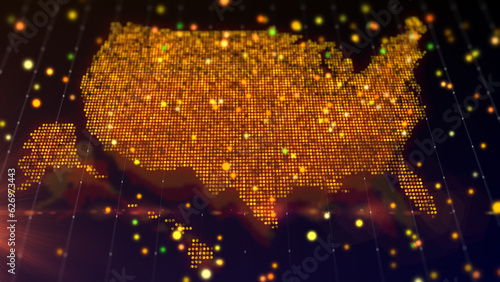 3D rendering digital map of USA