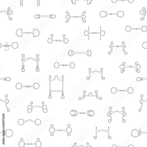 Equestrian bridle bits, vector seamless pattern