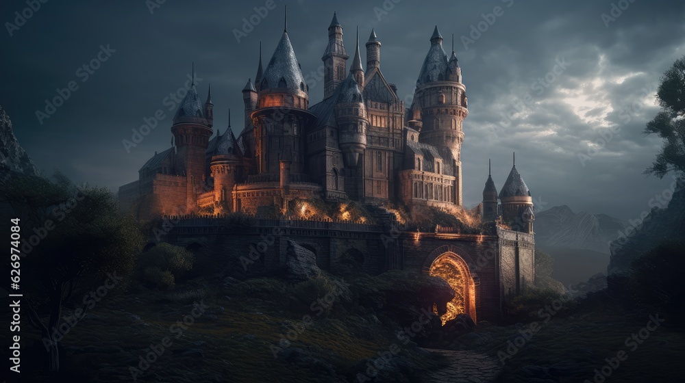 dark fantasy castle. Created with Generative AI.