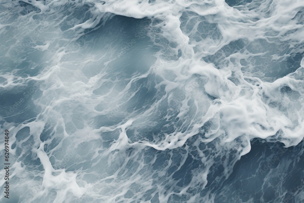 Obraz premium Cool Deep Ocean Waves, White Foam. Clean Water