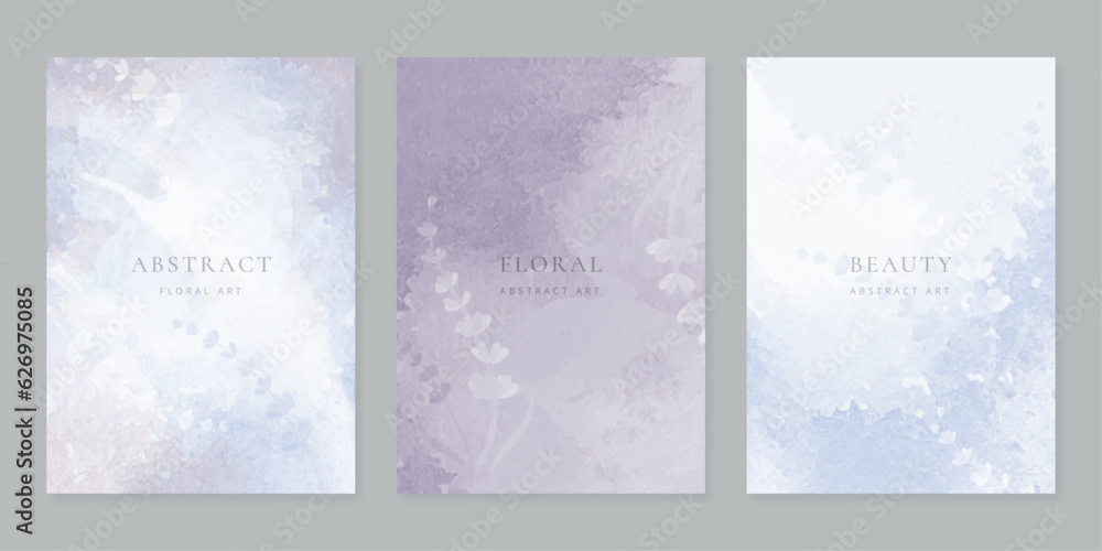 Watercolor floral cards templates. Abstract art backgrounds for greeting card, wedding invitation, poster or cover.