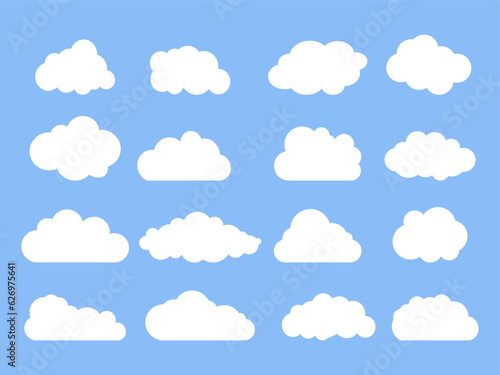 Vector illustration of the clouds collection on blue background