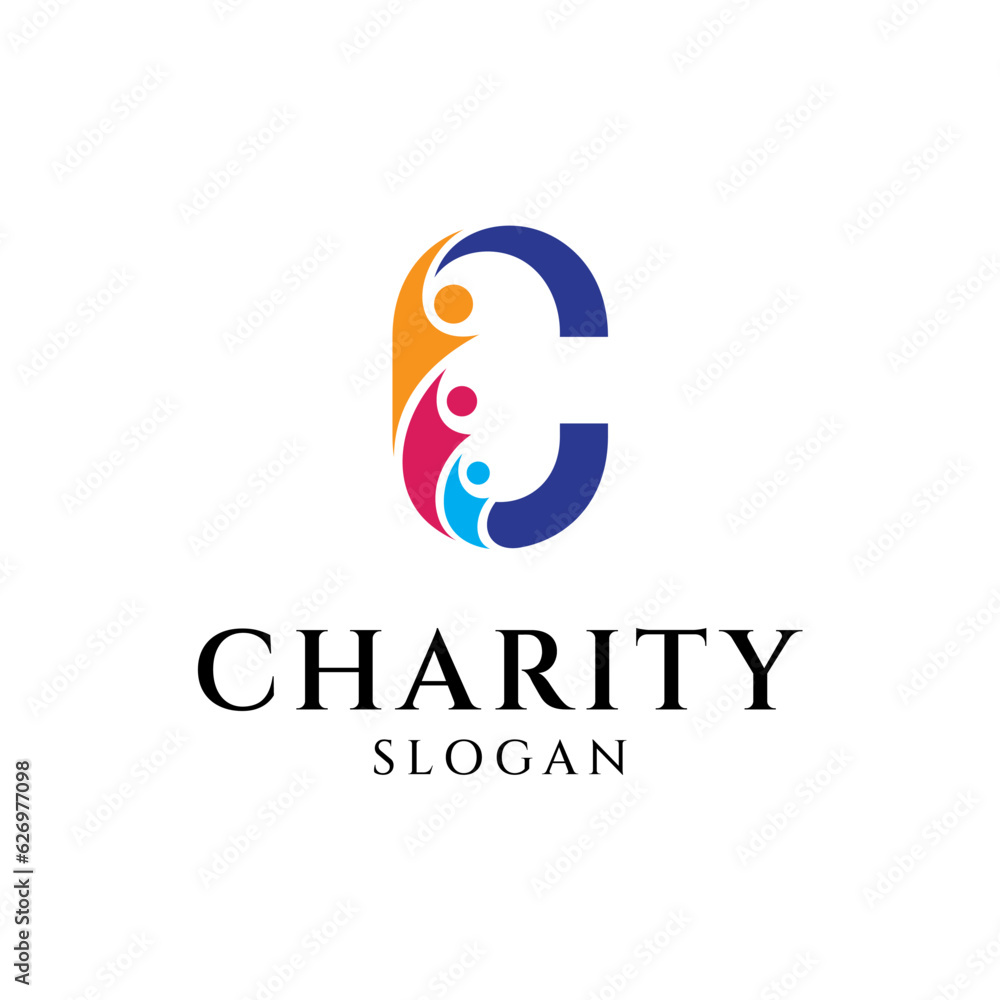 Abstract letter C logo with people design for charity company