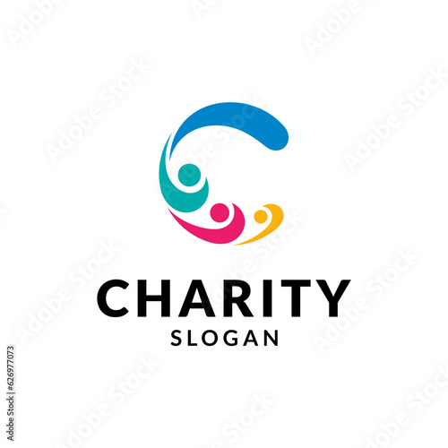 Initial letter C with family design for charity logo