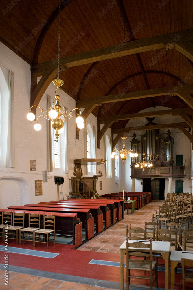 Interior Bartholomeus church. Ruinerwold Drenthe Netherlands. Blijdenstein.
