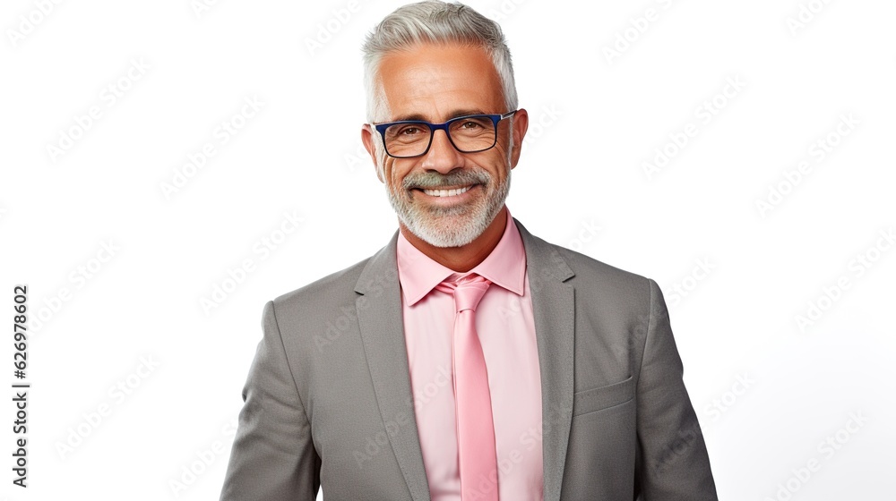 portrait of a businessman on white background with generative ai