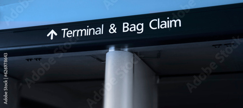Terminal and Baggage Claim Sign in Airport for Travel