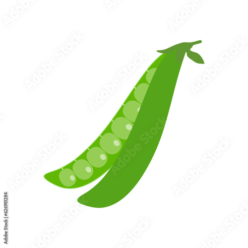 Green peas isolated on white. Pea (Pisum sativum). Internal view of fruit. 