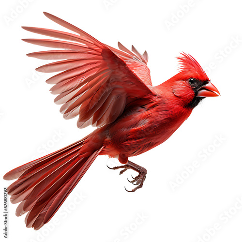 Tableau sur toile Beautiful northern cardinal bird on transparent background