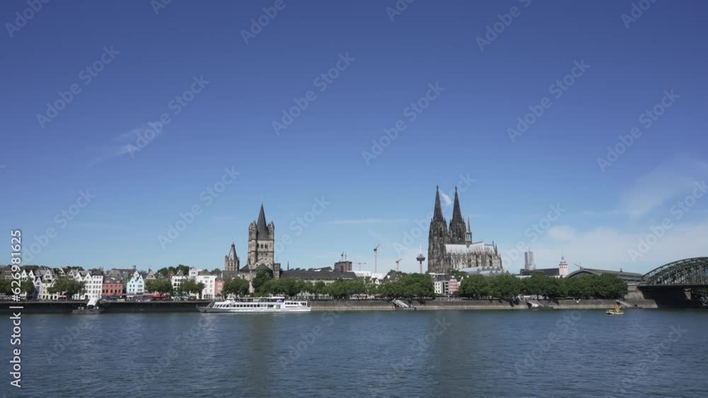 Cologne city skyline in summer along the Rhine river, North Rhine-Westphalia, Germany Cologne city skyline in summer along the Rhine river, North Rhine-Westphalia, Germany
