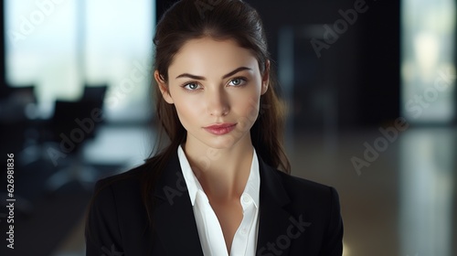 Portrait of a businesswoman with her arms crossed in her office, looking at the camera