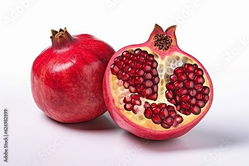 Fresh pomegranate isolated on white background.Generative Ai.