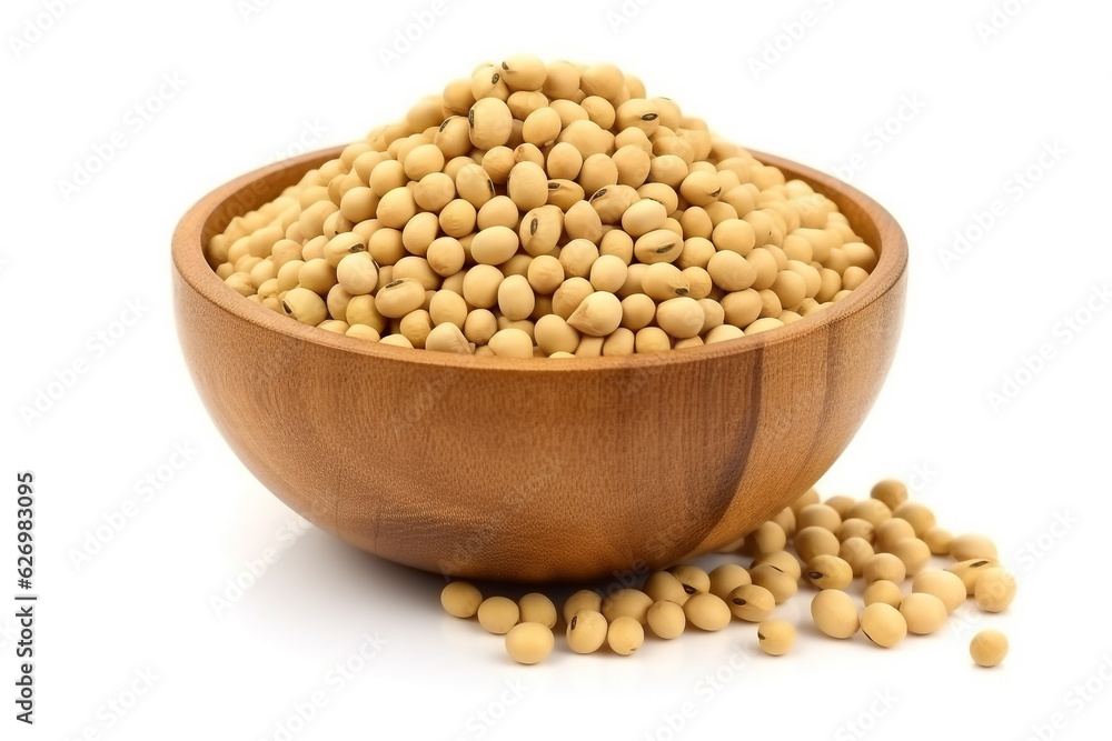 Soybean seeds isolated on white background.Generative Ai. Soybean seeds isolated on white background.Generative Ai.