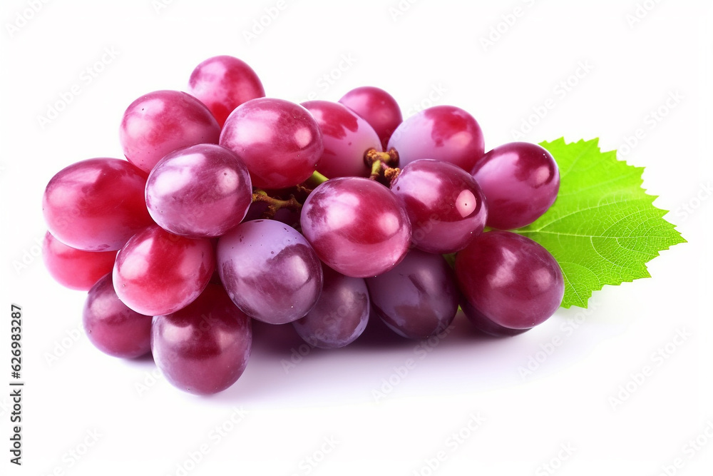 Red grape isolated on white background.Generative Ai.
