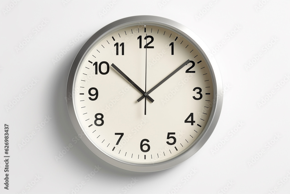 Modern wall clock isolated on white background.Generative Ai. Modern wall clock isolated on white background.Generative Ai.