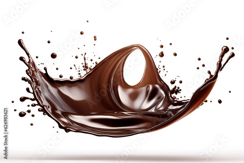 Dark Chocolate splash isolated on white background.Generative Ai.