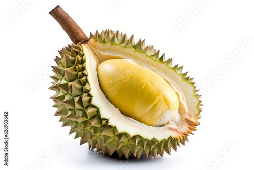 Durian isolated on white background.Generative Ai.
