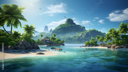 a realistic photo of small islands wallpaper. Generative Ai content