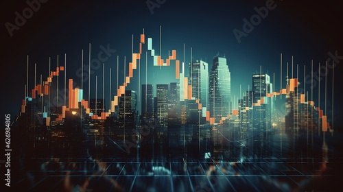 Stock market investment trading graph in graphic concept suitable for financial investment or Economic trends business idea with generative ai
