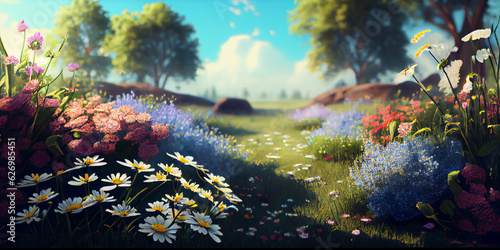 Floral spring meadow  abstract illustration.