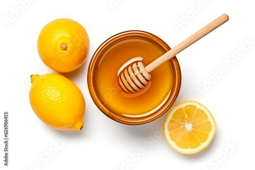 Honey lemon isolated on white background.Generative Ai.
