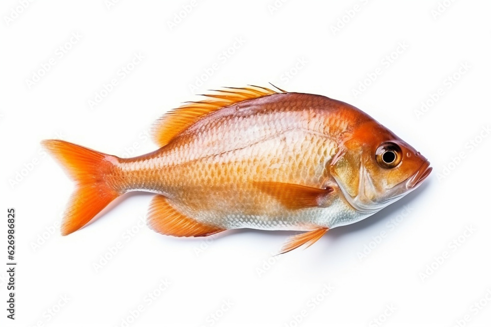 Fresh raw fish isolate on white background.Generative Ai. Fresh raw fish isolate on white background.Generative Ai.