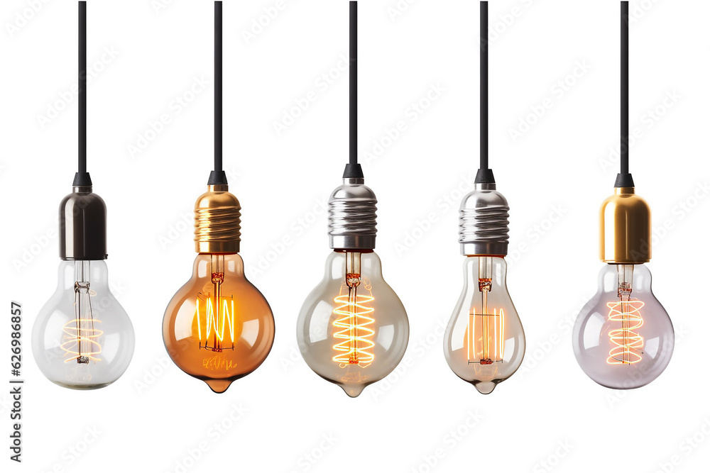 Set of light bulb isolated on white background.Generative Ai. Set of light bulb isolated on white background.Generative Ai.