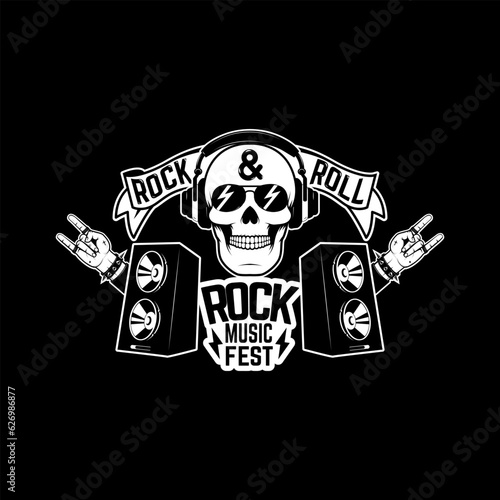 Rock festival flyer template. Rock and roll party