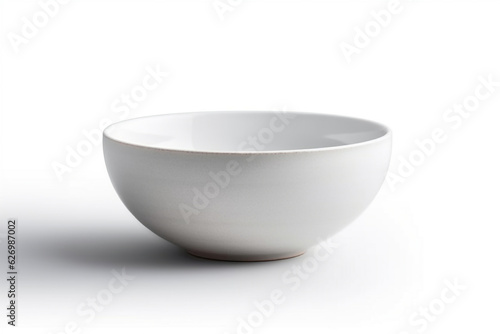White ceramic bowl isolated on white background.Generative Ai.
