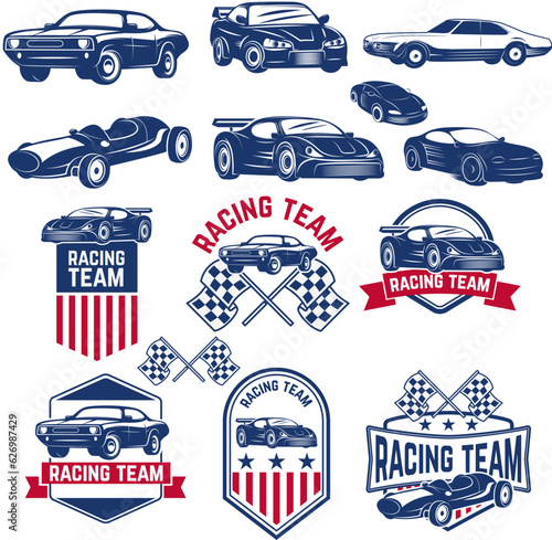racing team. set of the Cars icons . Design elements for emblem, sign, brand mark. Vector illustration.