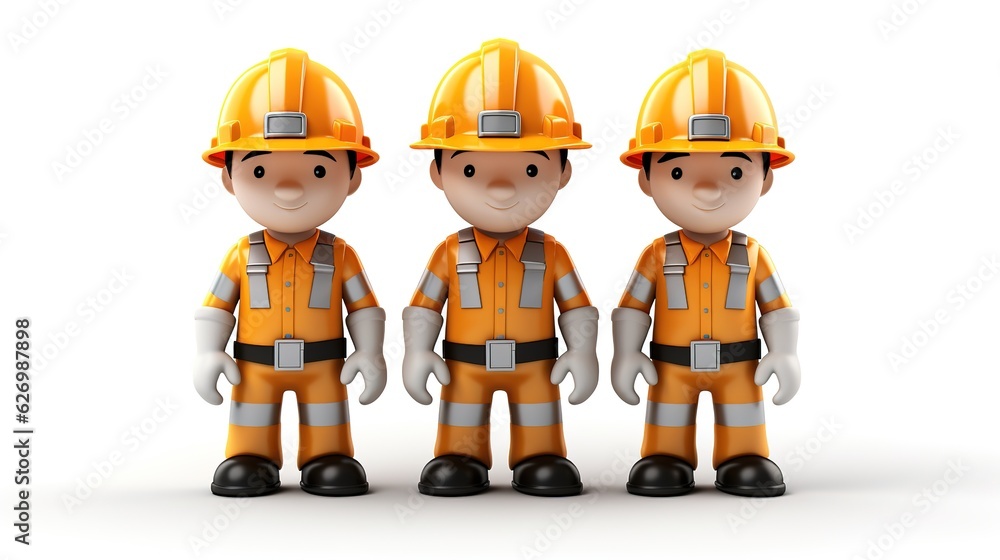 construction workers in hard hats on a white background, generative ai construction workers in hard hats on a white background, generative ai
