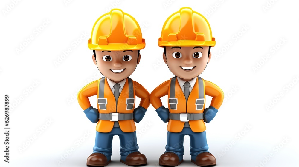 construction workers in hard hats on a white background, generative ai construction workers in hard hats on a white background, generative ai
