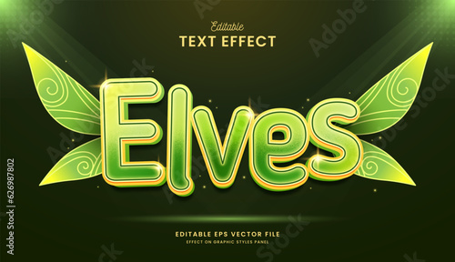 decorative editable green elves text effect vector design