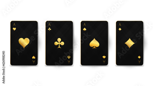 Black and Gold Poker Cards. Vector illustration