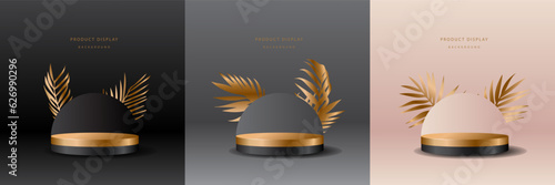 Luxury background with realistic cylinder pedestal podium. Abstract vector rendering geometric forms. Mockup product display. Stand to show products. Minimal wall scene. Stage showcase.