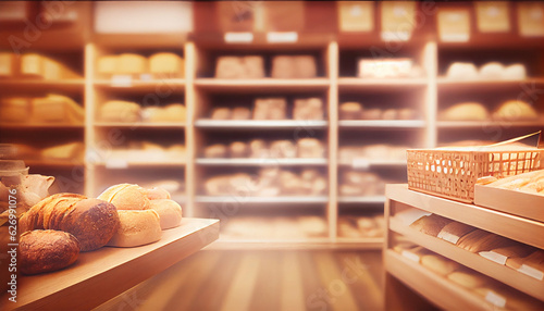 Bakery and pastry department, banner, mockup. Supermarket, grocery store. AI generated.