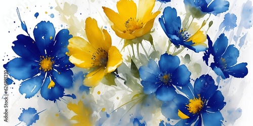 Spring flowers cartoon. AI generated illustration