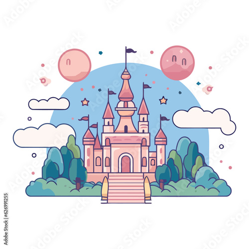 Colorful Illustration of a Palace