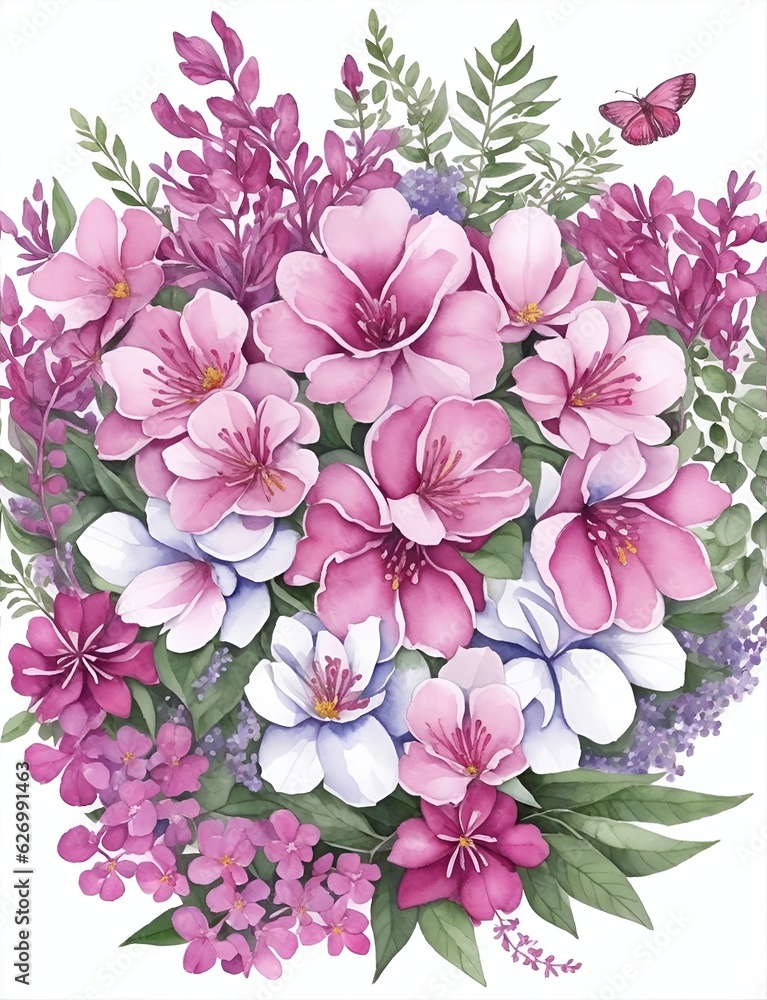 Spring flowers cartoon. AI generated illustration Spring flowers cartoon. AI generated illustration