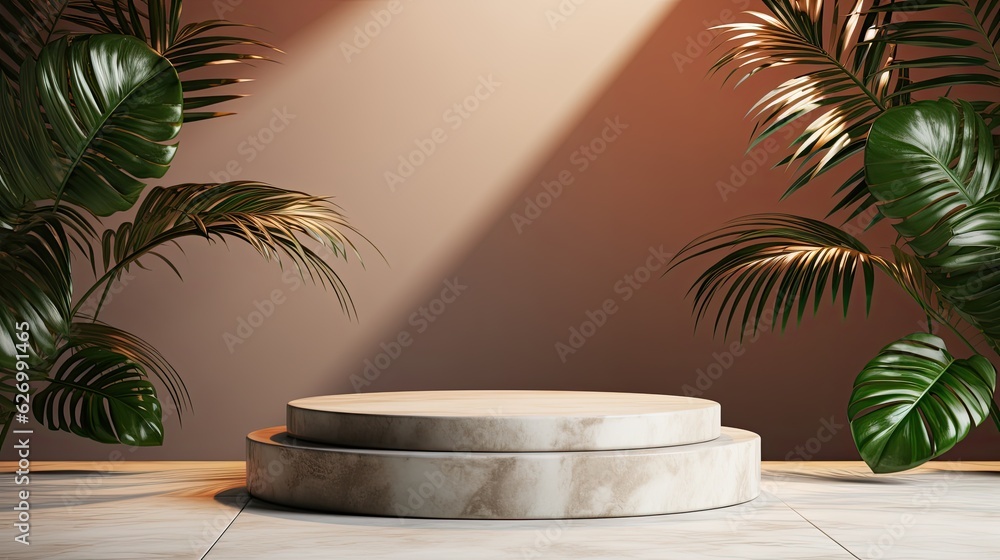 Wooden podium for product presentation. minimal design background. generative ai
Wooden podium for product presentation. minimal design background. generative ai