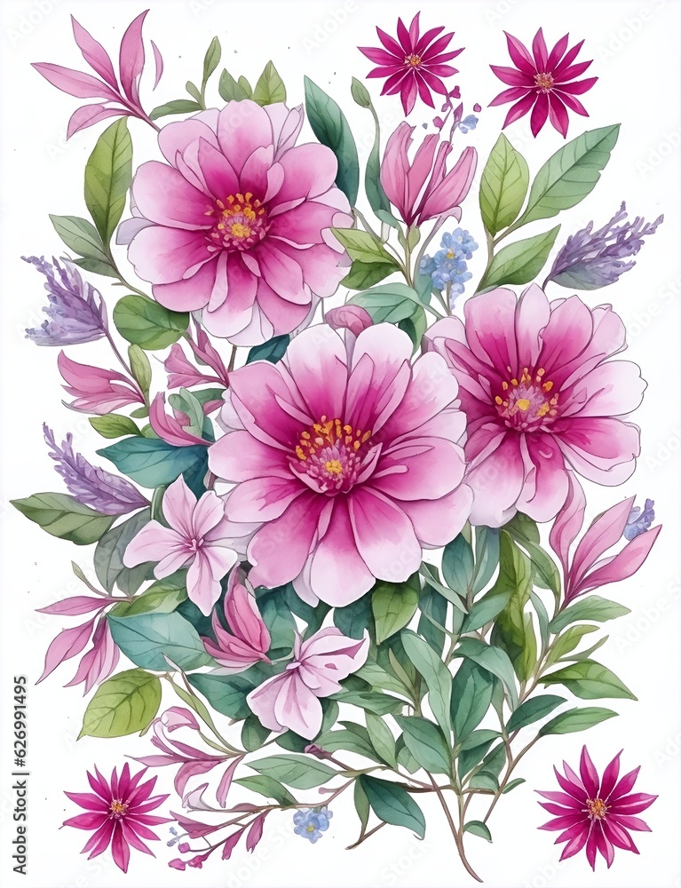 Spring flowers cartoon. AI generated illustration Spring flowers cartoon. AI generated illustration